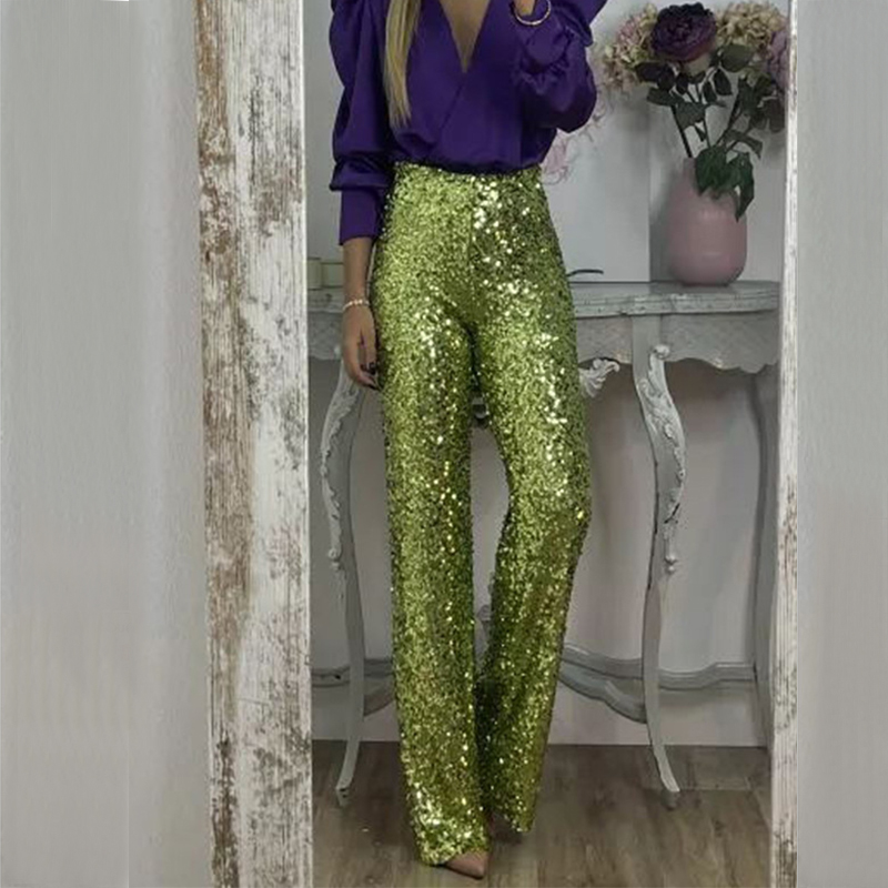 Summer Clothing Wraps - BKLD حفلة بريق السراويل عادية سليم