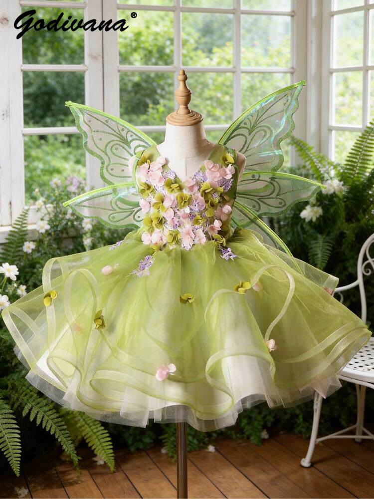 Summer Clothing Baby Girl - فستان أميرة للفتيات الصغيرات بأجنحة الفراشة،