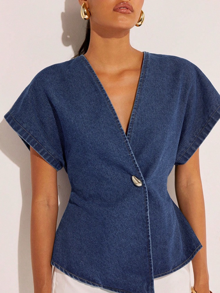 بلوزة نسائية من الدنيم الأزرق  - مراجعة Summer Clothing Wraps وسعره