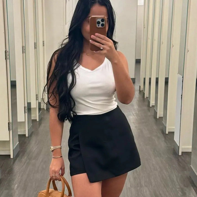 HXAO أسود أبيض تنورة السراويل  - مراجعة Summer Zara وسعره